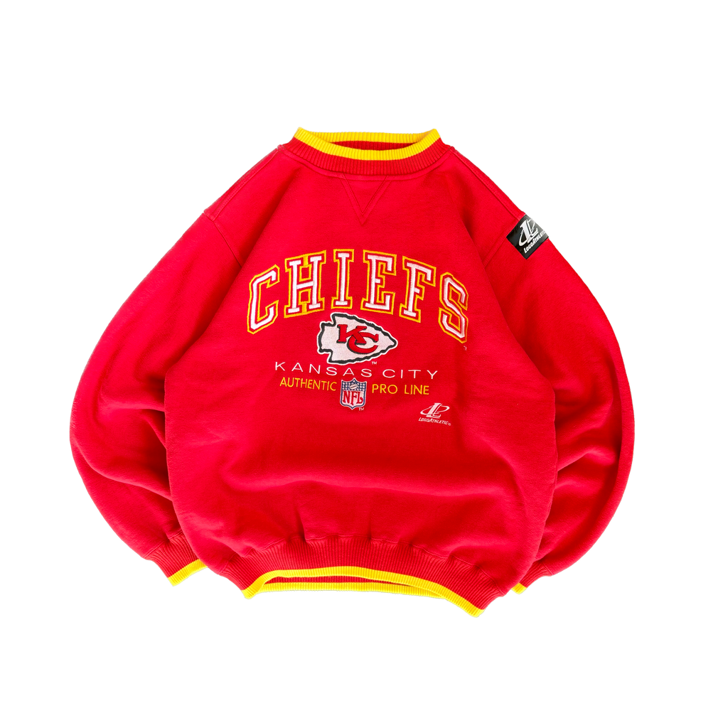 WESTSIDE STOREY VINTAGE | VINTAGE 90'S KC CHIEFS PROLINE LOGOATHLETIC HEAVY EMBROIDERED SWEATSHIRT - RED - Westside Storey
