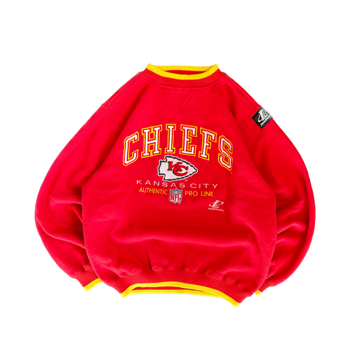 WESTSIDE STOREY VINTAGE | VINTAGE 90'S KC CHIEFS PROLINE LOGOATHLETIC HEAVY EMBROIDERED SWEATSHIRT - RED