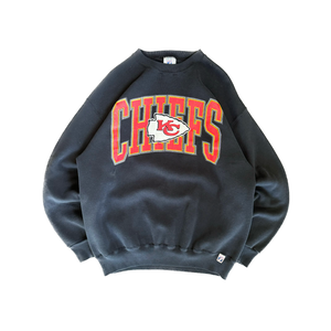 WESTSIDE STOREY VINTAGE | VINTAGE 90'S KC CHIEFS LOGO 7 HEAVY CLEAN OVERSIZED SWEATSHIRT - BLACK - Westside Storey