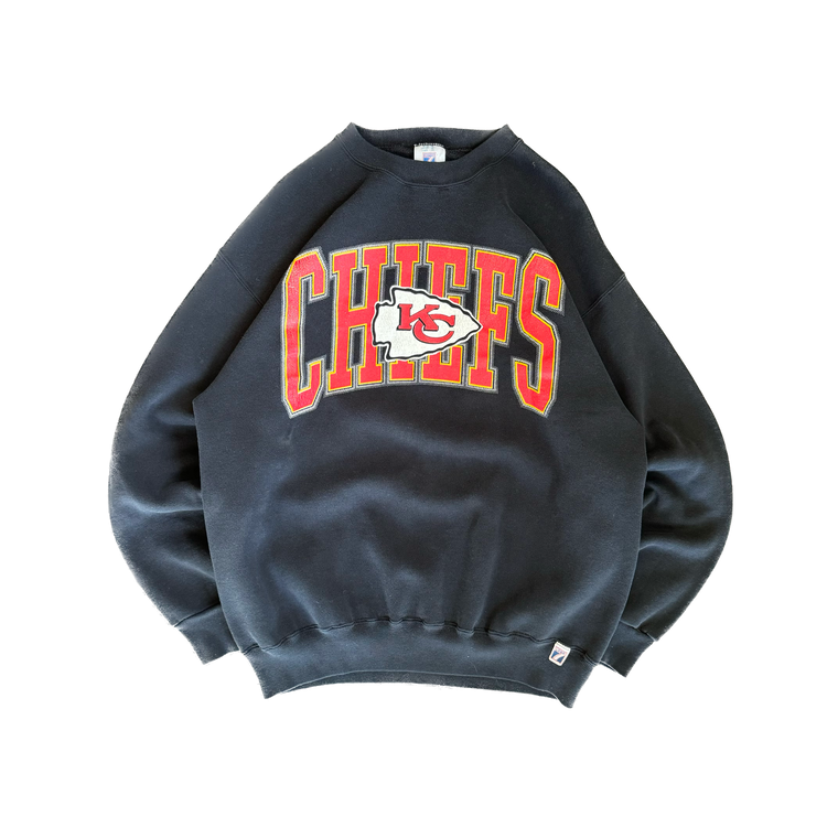 WESTSIDE STOREY VINTAGE | VINTAGE 90'S KC CHIEFS LOGO 7 HEAVY CLEAN OVERSIZED SWEATSHIRT - BLACK