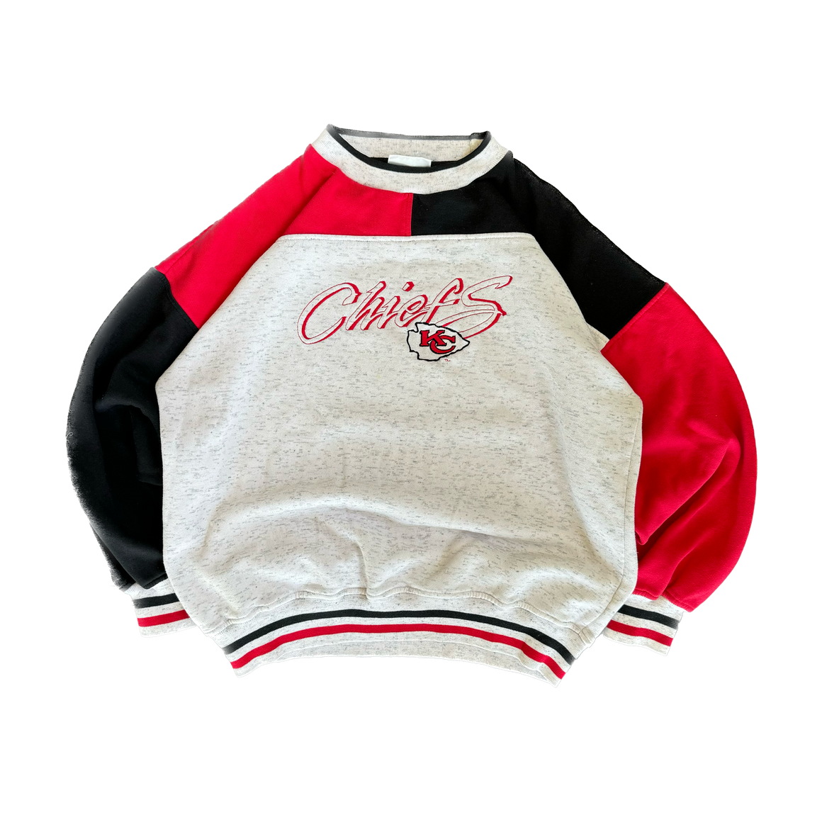 WESTSIDE STOREY VINTAGE | VINTAGE 90'S KC CHIEFS COLOR BLOCK SWEATSHIRT - GRAY