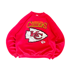 WESTSIDE STOREY VINTAGE | VINTAGE 90'S KC CHIEFS OVERSIZED SWEATSHIRT - RED - Westside Storey
