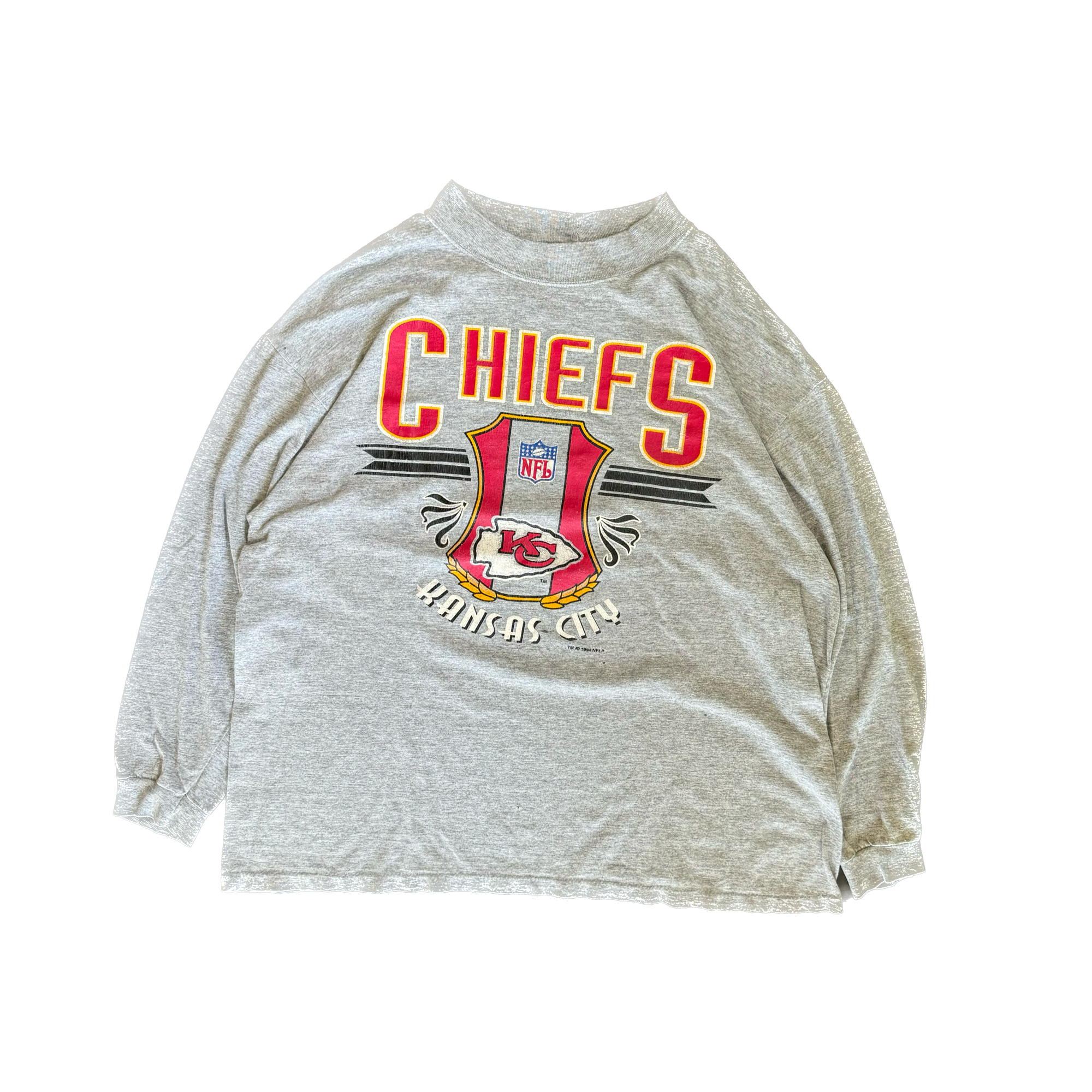 WESTSIDE STOREY VINTAGE | VINTAGE 90'S KC CHIEFS GRAY FADED LONG SLEEVE - GRAY - Westside Storey
