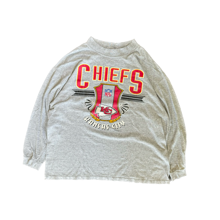 WESTSIDE STOREY VINTAGE | VINTAGE 90'S KC CHIEFS GRAY FADED LONG SLEEVE - GRAY