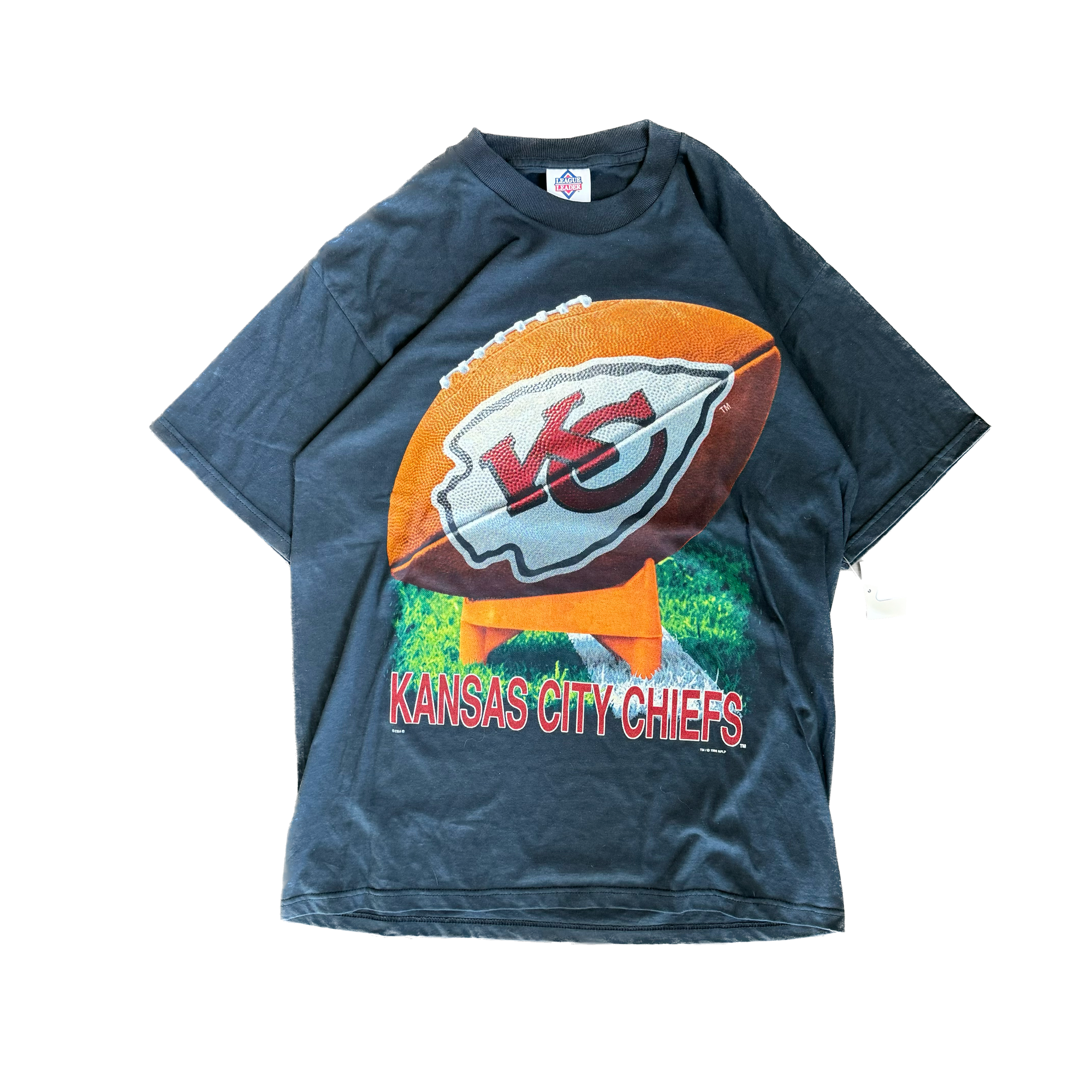 WESTSIDE STOREY VINTAGE | VINTAGE 1996 KC CHIEFS OLD NEW STOCK LARGE GRAPHIC T-SHIRT - BLACK - Westside Storey