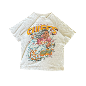 WESTSIDE STOREY VINTAGE | VINTAGE 1996 KC CHIEFS MARCUS ALLEN CARICATURE T-SHIRT - GRAY - Westside Storey