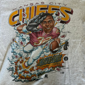 WESTSIDE STOREY VINTAGE | VINTAGE 1996 KC CHIEFS MARCUS ALLEN CARICATURE T-SHIRT - GRAY - Westside Storey