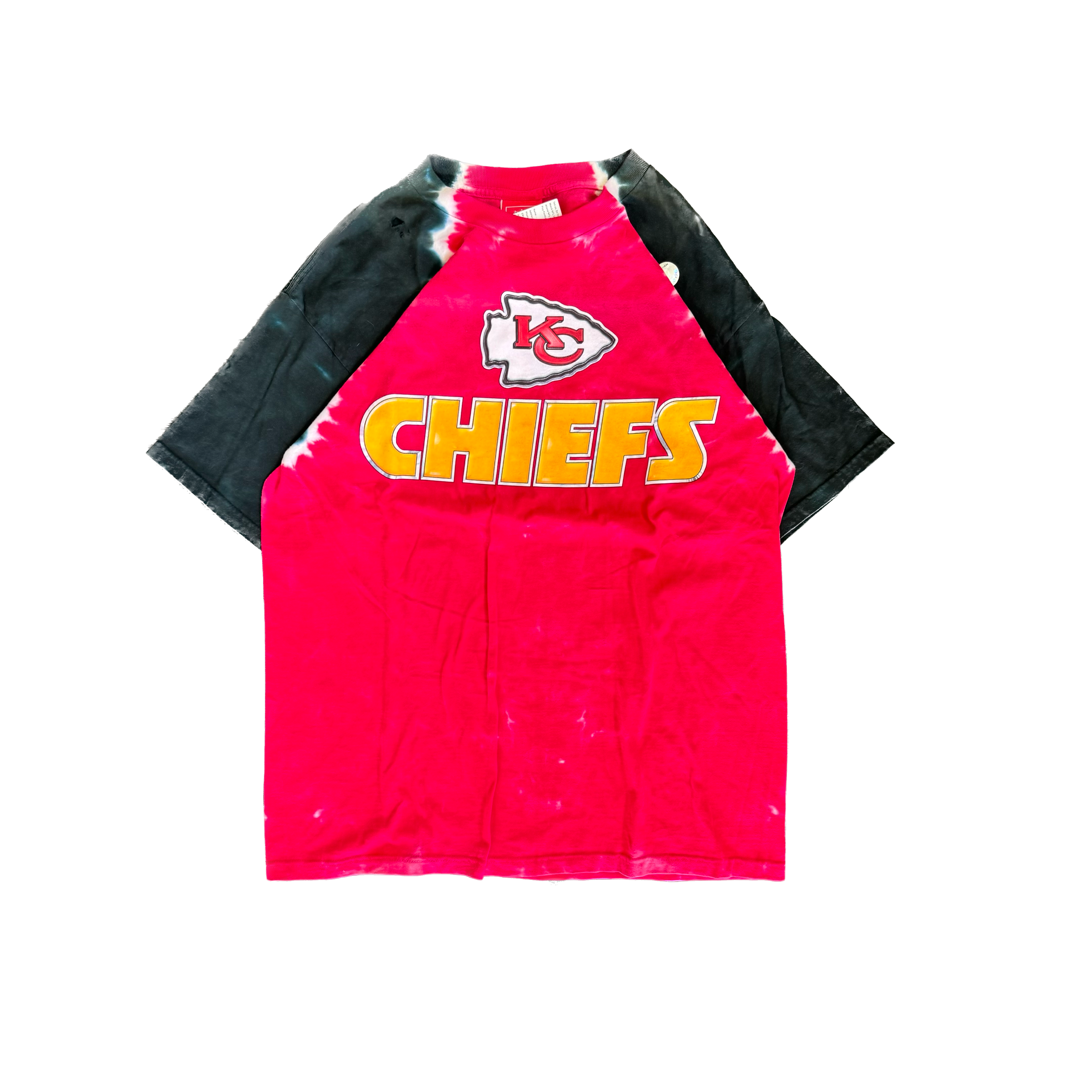 WESTSIDE STOREY VINTAGE | Y2K TIE DYE KC CHIEFS OLD NEW STOCK T-SHIRT - RED - Westside Storey