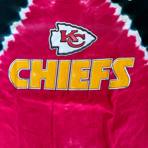 WESTSIDE STOREY VINTAGE | Y2K TIE DYE KC CHIEFS OLD NEW STOCK T-SHIRT - RED - Westside Storey