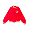 WESTSIDE STOREY VINTAGE | VINTAGE 90'S KC CHIEFS LOCKER LINE SPELLOUT AUTOGRAPH SATIN BOMBER - RED