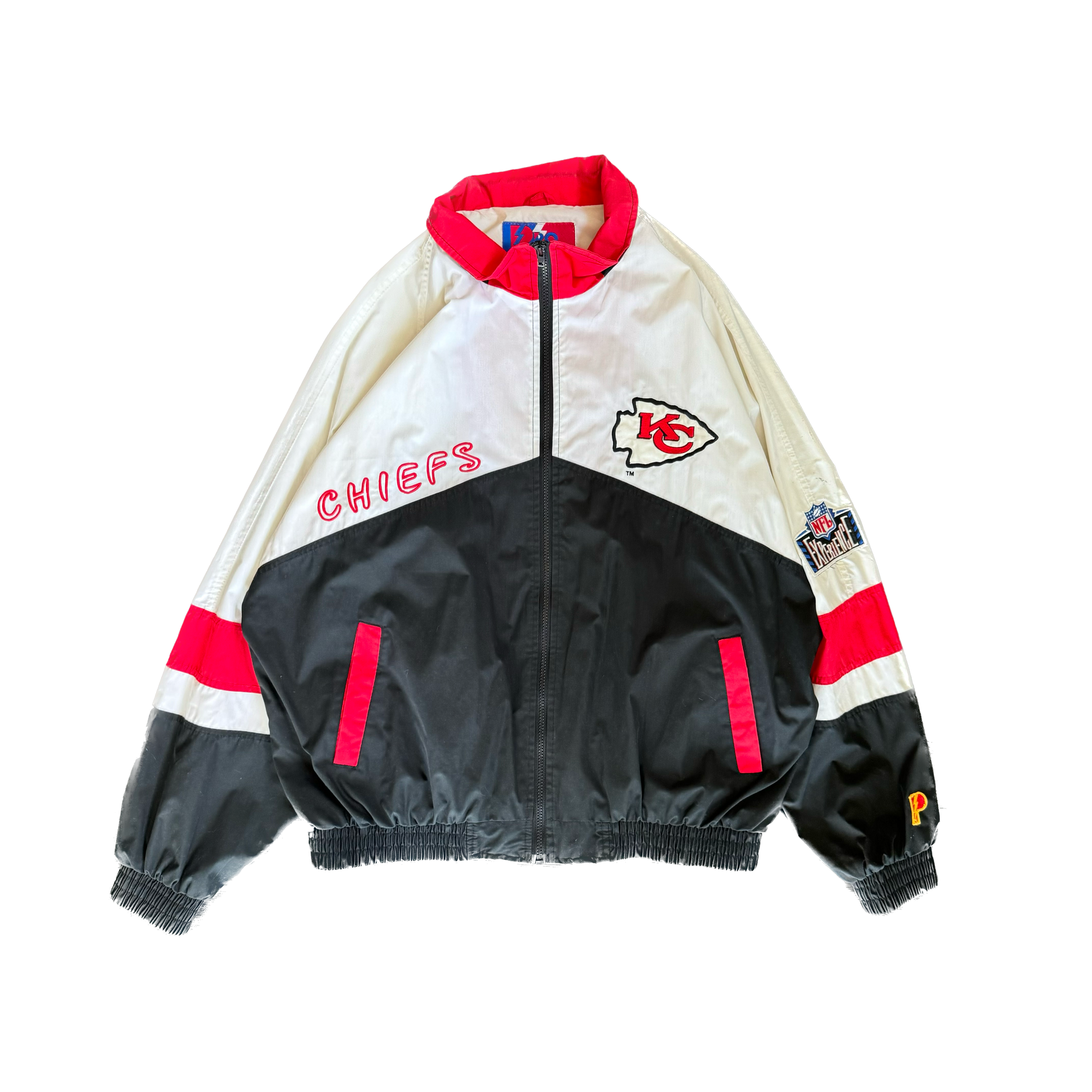 WESTSIDE STOREY VINTAGE | VINTAGE 90'S KC CHIEFS PRO PLAYER SPELLOUT WINDBREAKER - WHITE - Westside Storey