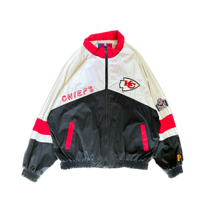 WESTSIDE STOREY VINTAGE | VINTAGE 90'S KC CHIEFS PRO PLAYER SPELLOUT WINDBREAKER - WHITE - Westside Storey