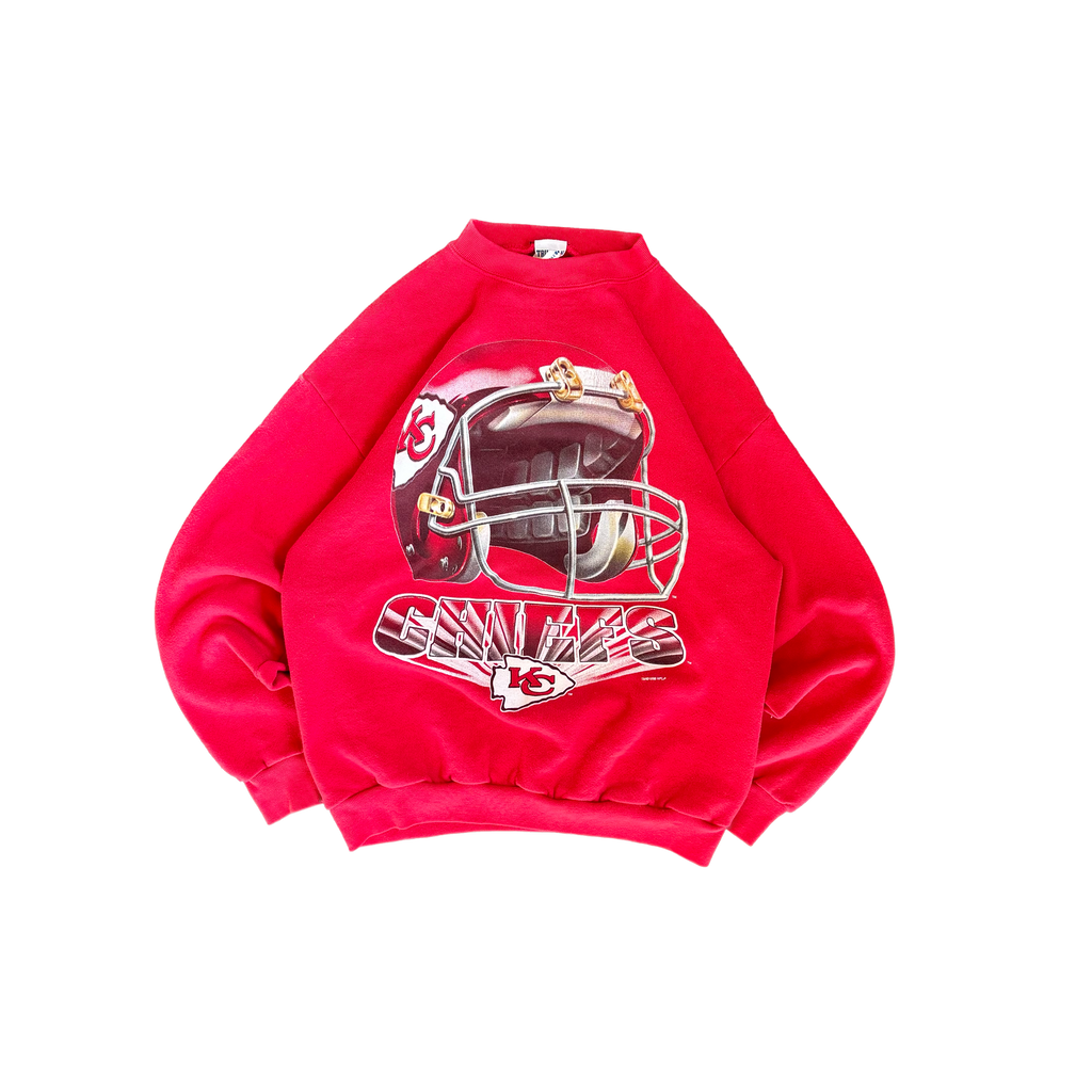WESTSIDE STOREY VINTAGE | VINTAGE 90'S KC CHIEFS HELMET SWEATSHIRT - RED - Westside Storey