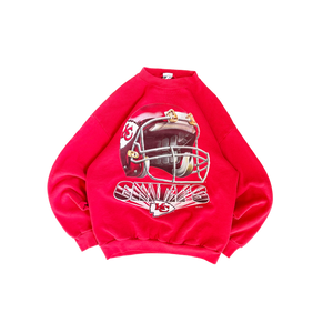 WESTSIDE STOREY VINTAGE | VINTAGE 90'S KC CHIEFS HELMET SWEATSHIRT - RED - Westside Storey