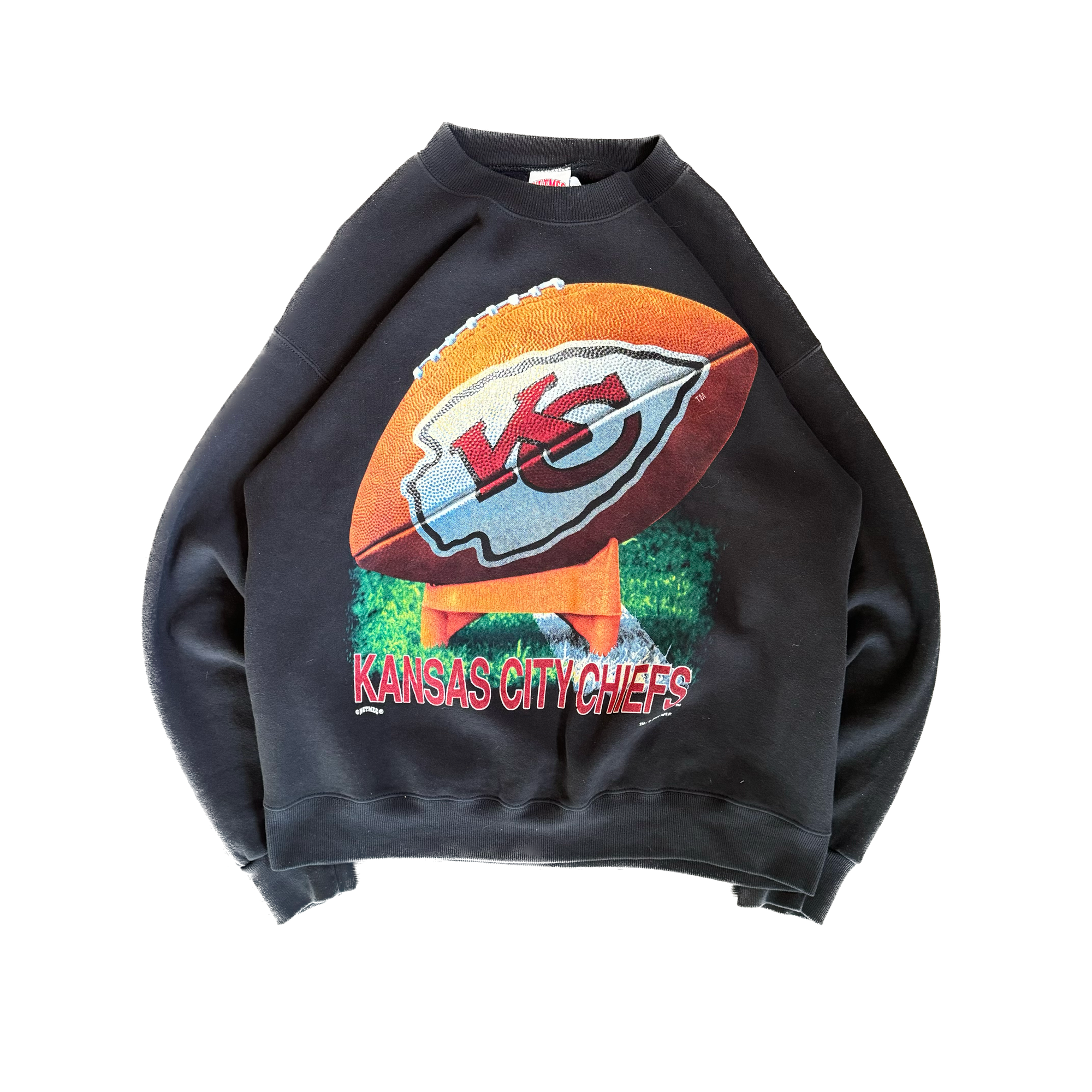 WESTSIDE STOREY VINTAGE | VINTAGE 90'S KC CHIEFS NUTMEG CLEAN SWEATSHIRT - BLACK - Westside Storey