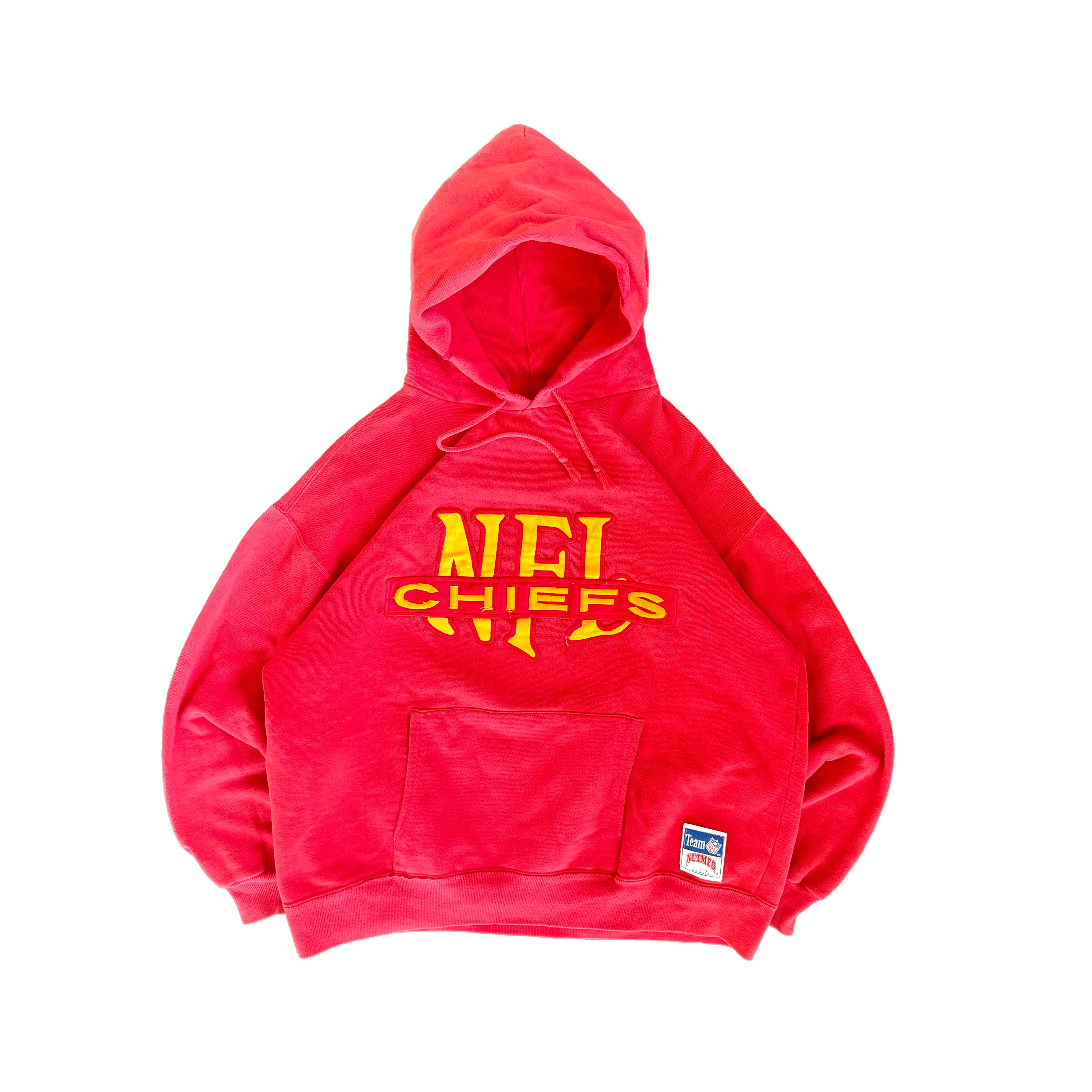 WESTSIDE STOREY VINTAGE | VINTAGE 90'S KC CHIEFS NUTMEG NFL PATCH HOODIE - RED - Westside Storey
