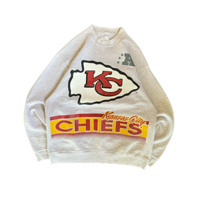 WESTSIDE STOREY VINTAGE | VINTAGE 90'S KC CHIEFS SALEM ALL OVER PRINT SWEATSHIRT - GRAY - Westside Storey