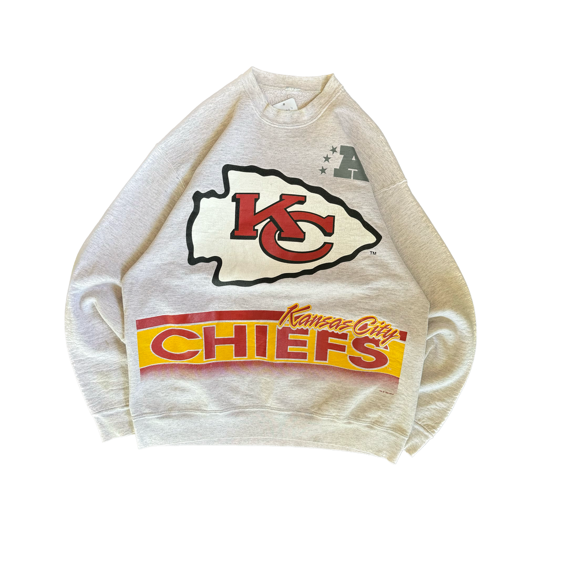 WESTSIDE STOREY VINTAGE | VINTAGE 90'S KC CHIEFS SALEM ALL OVER PRINT SWEATSHIRT - GRAY