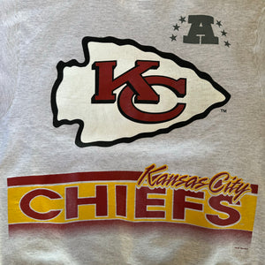 WESTSIDE STOREY VINTAGE | VINTAGE 90'S KC CHIEFS SALEM ALL OVER PRINT SWEATSHIRT - GRAY - Westside Storey
