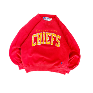 WESTSIDE STOREY VINTAGE | VINTAGE 90'S KC CHIEFS RUSSELL SWEATSHIRT - RED - Westside Storey