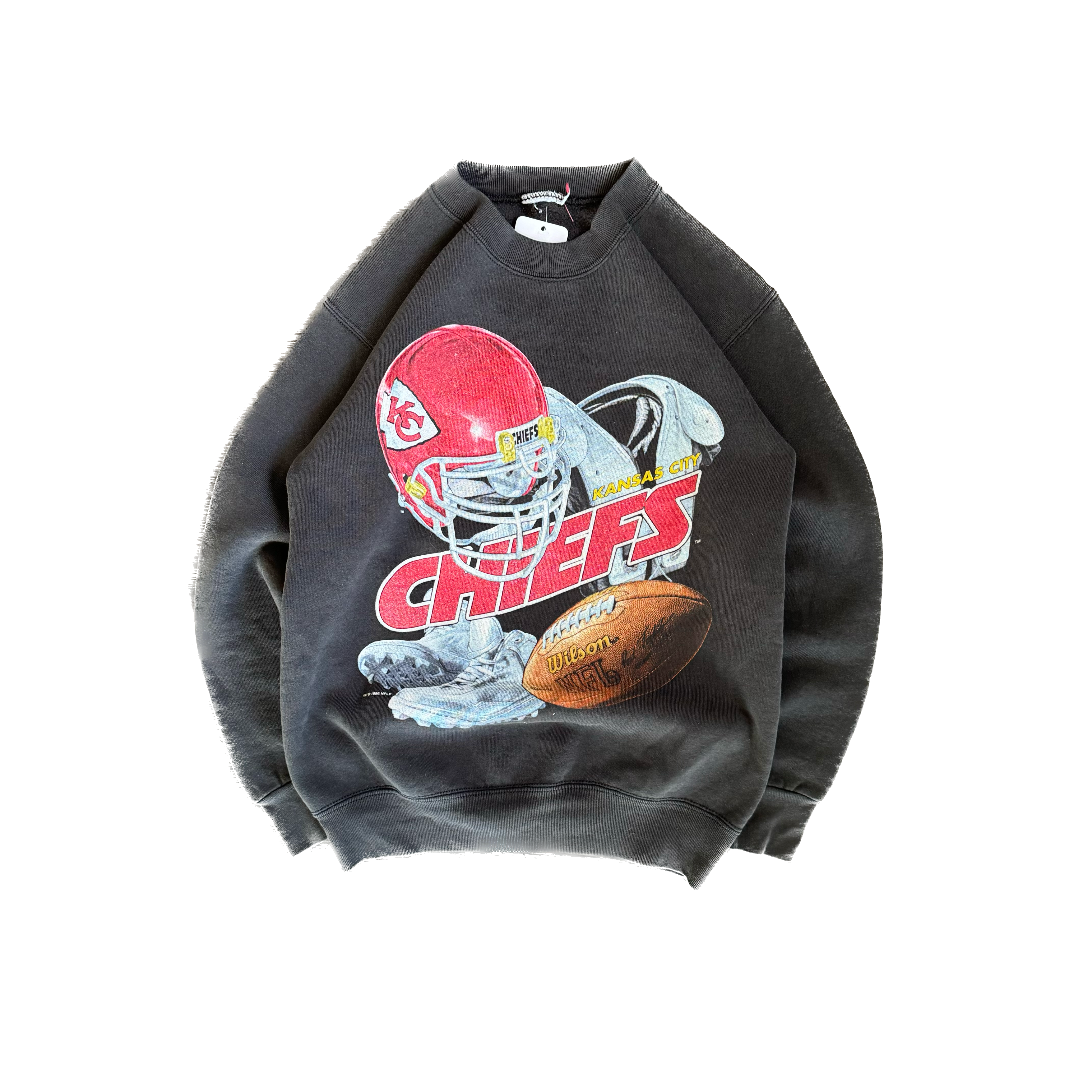 WESTSIDE STOREY VINTAGE | VINTAGE 90'S KC CHIEFS BLACK FADED SWEATSHIRT - BLACK - Westside Storey