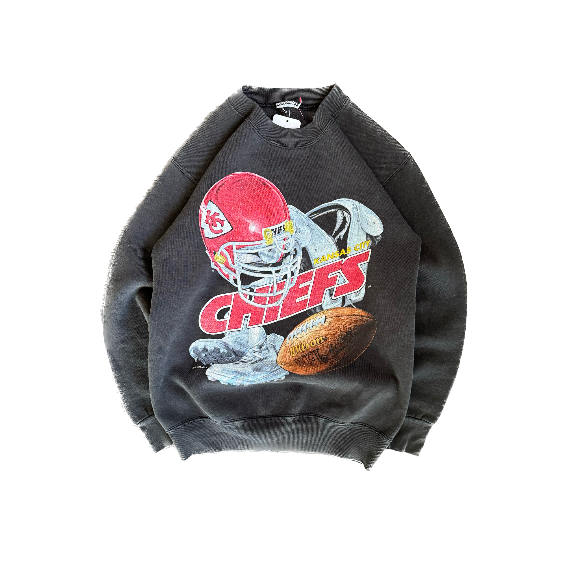 WESTSIDE STOREY VINTAGE | VINTAGE 90'S KC CHIEFS BLACK FADED SWEATSHIRT - BLACK - Westside Storey