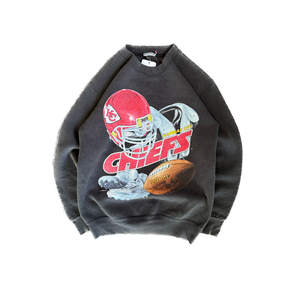 WESTSIDE STOREY VINTAGE | VINTAGE 90'S KC CHIEFS BLACK FADED SWEATSHIRT - BLACK - Westside Storey