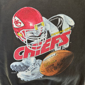 WESTSIDE STOREY VINTAGE | VINTAGE 90'S KC CHIEFS BLACK FADED SWEATSHIRT - BLACK - Westside Storey