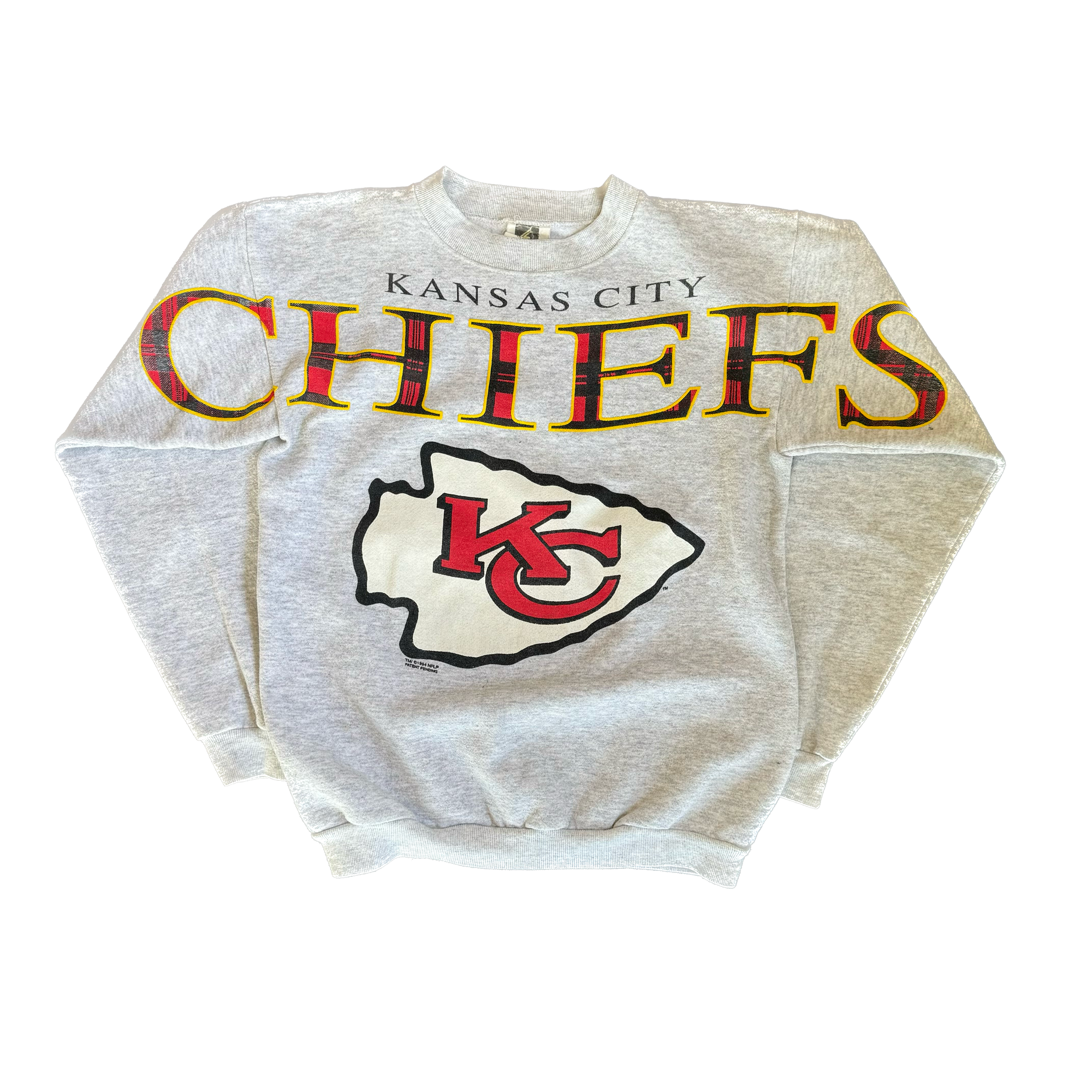 WESTSIDE STOREY VINTAGE | VINTAGE 90'S KC CHIEFS CLIFF ENGLE SPELLOUT SWEATSHIRT - GRAY - Westside Storey