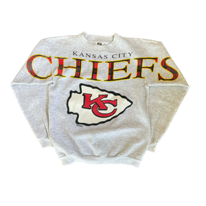 WESTSIDE STOREY VINTAGE | VINTAGE 90'S KC CHIEFS CLIFF ENGLE SPELLOUT SWEATSHIRT - GRAY - Westside Storey