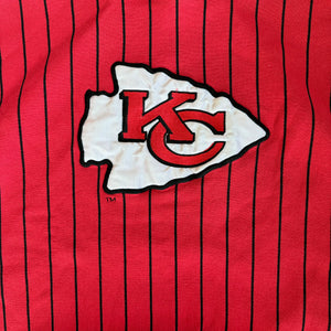 WESTSIDE STOREY VINTAGE | VINTAGE 90'S KC CHIEFS THE GAME STRIPED TURTLE NECK SWEATSHIRT - RED - Westside Storey