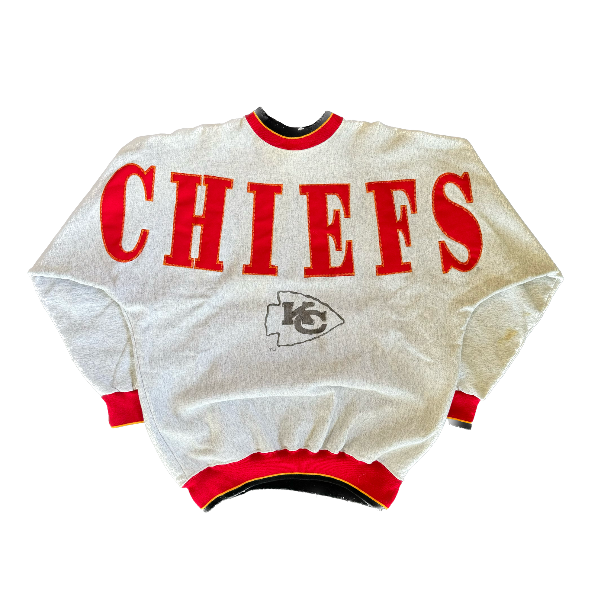 WESTSIDE STOREY VINTAGE | VINTAGE 90'S KC CHIEFS LEGENDS SPELLOUT SWEATSHIRT - GRAY - Westside Storey