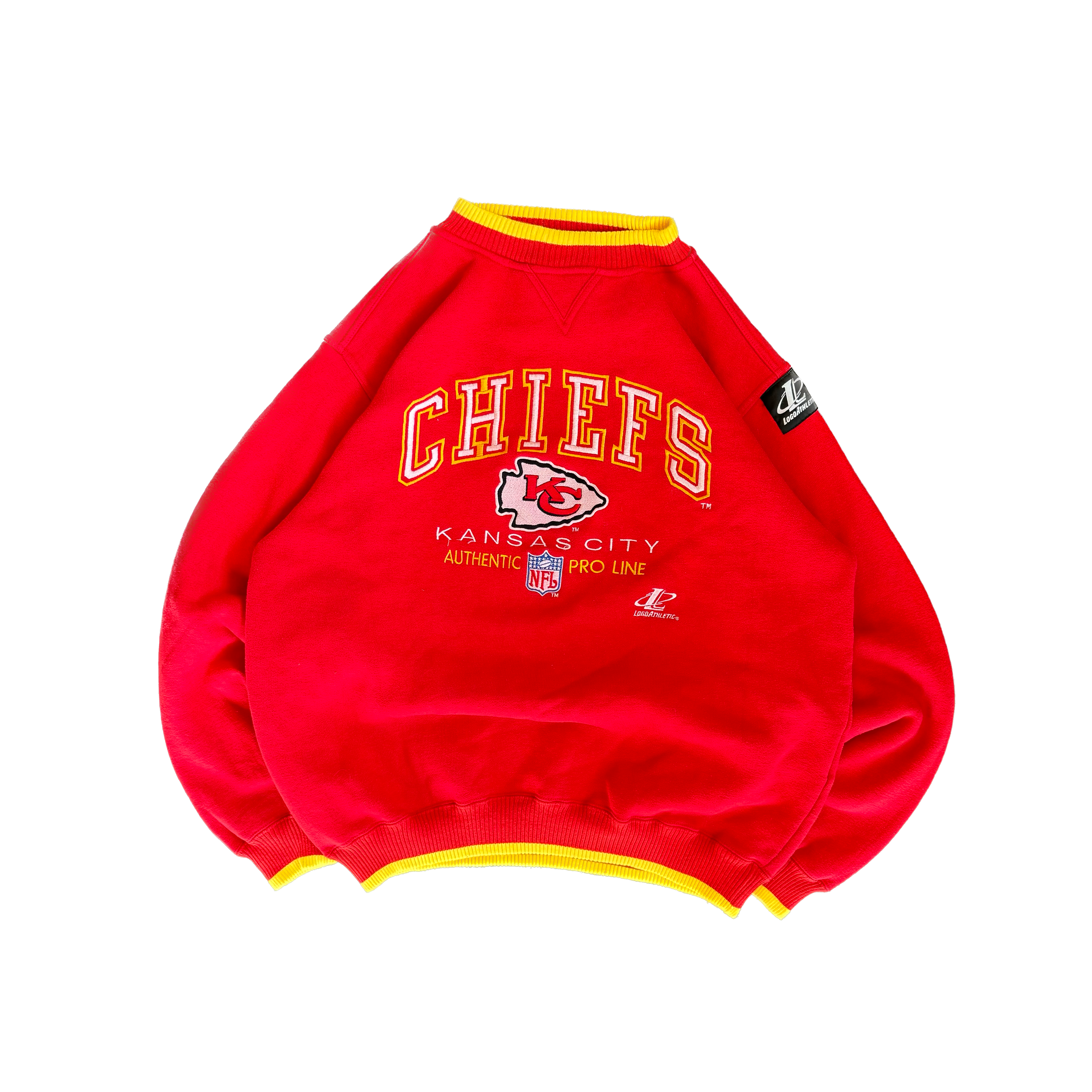 WESTSIDE STOREY VINTAGE | VINTAGE 90'S KC CHIEFS PROLINE CLEAN EMBROIDERED SWEATSHIRT - RED - Westside Storey