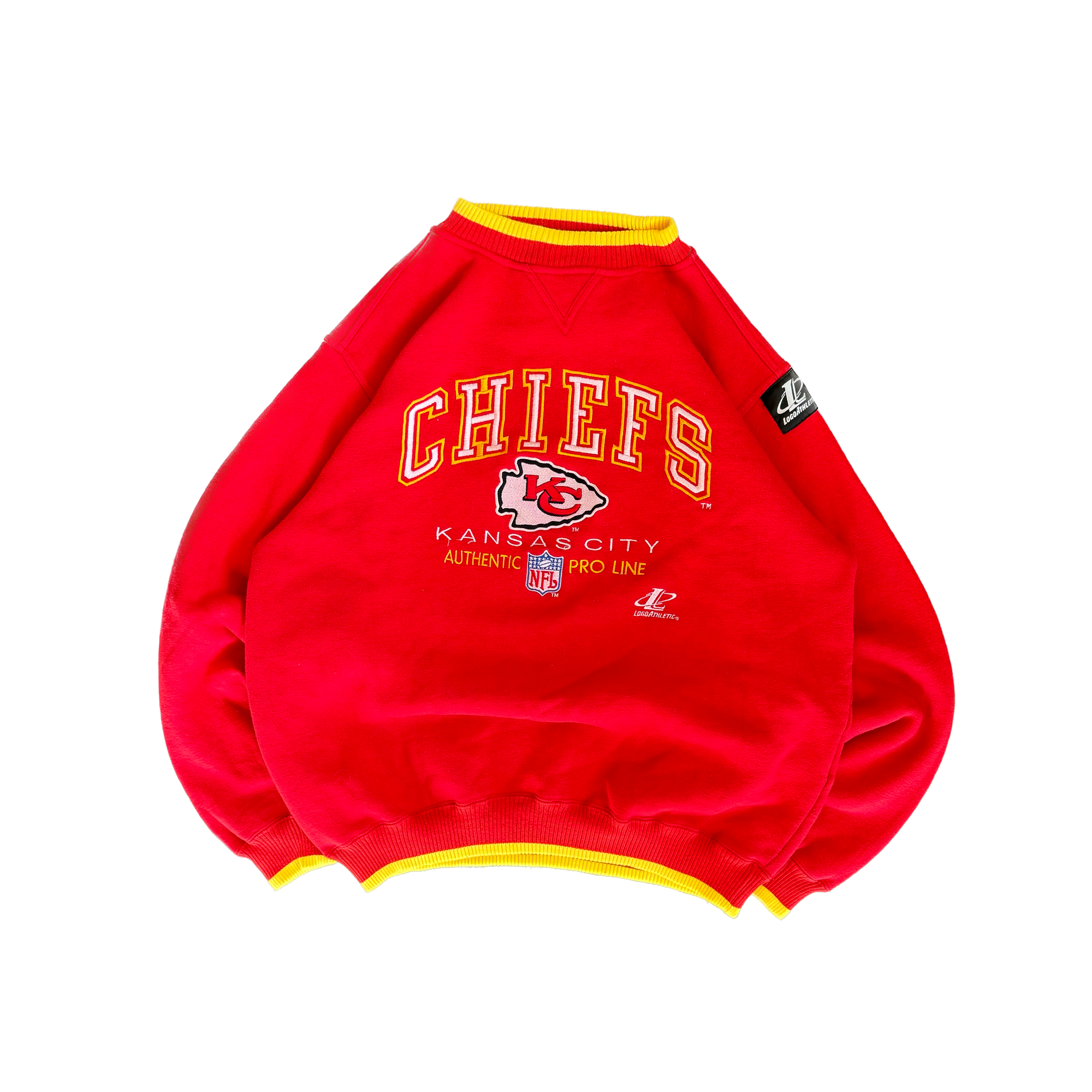 WESTSIDE STOREY VINTAGE | VINTAGE 90'S KC CHIEFS PROLINE CLEAN EMBROIDERED SWEATSHIRT - RED - Westside Storey