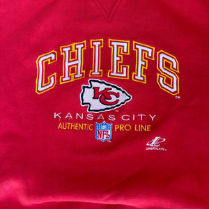 WESTSIDE STOREY VINTAGE | VINTAGE 90'S KC CHIEFS PROLINE CLEAN EMBROIDERED SWEATSHIRT - RED - Westside Storey