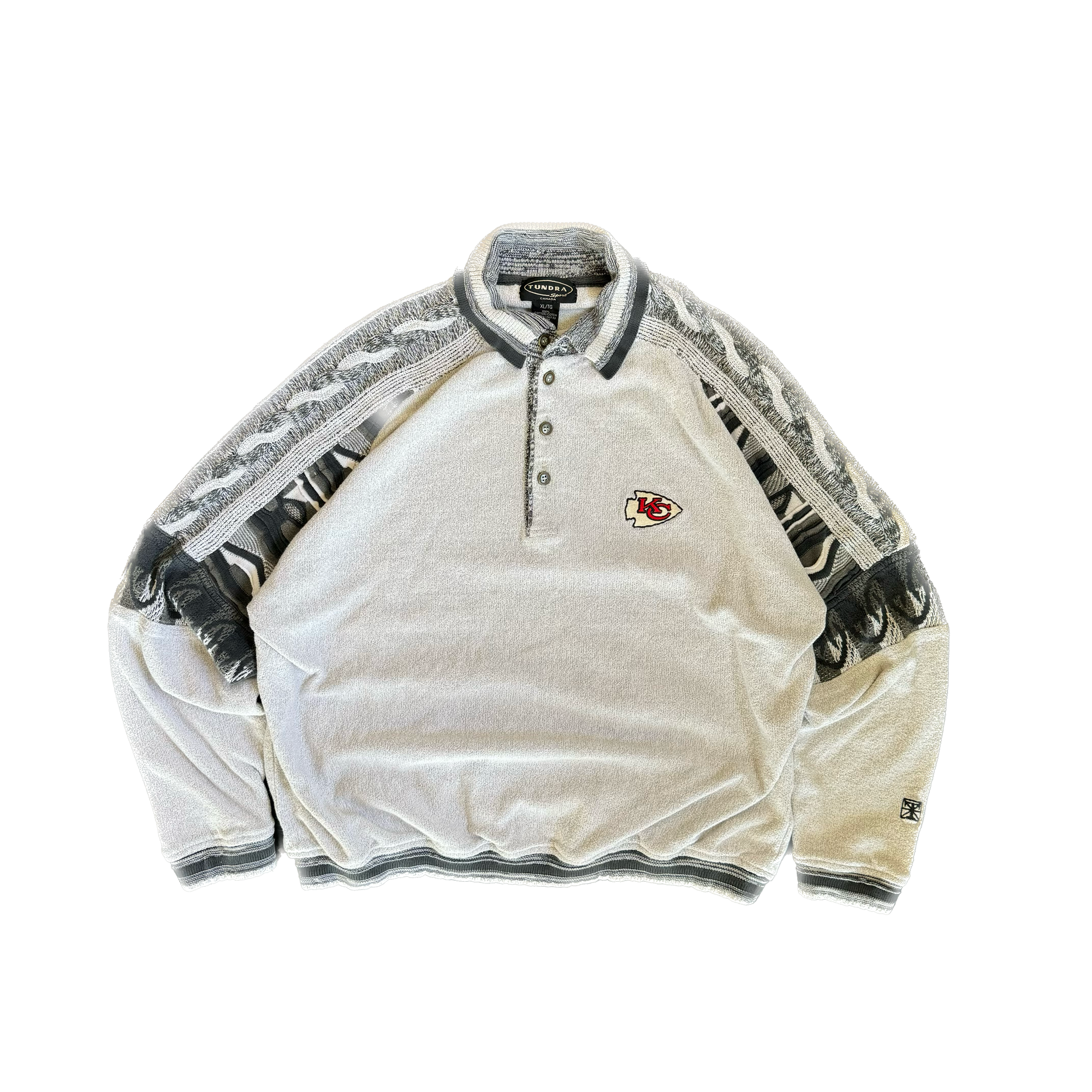 WESTSIDE STOREY VINTAGE | VINTAGE 90'S KC CHIEFS TUNDRA COOGI STYLE SWEATSHIRT - GRAY - Westside Storey