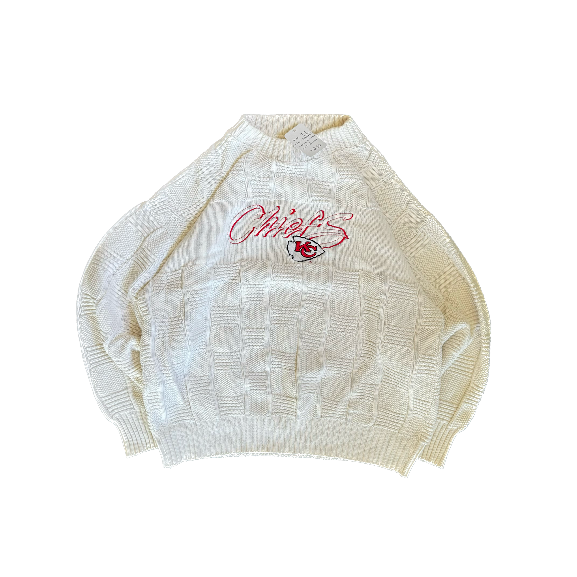 WESTSIDE STOREY VINTAGE | VINTAGE 90'S KC CHIEFS CLEAN CREAM KNIT SWEATER - CREAM - Westside Storey