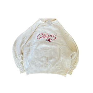 WESTSIDE STOREY VINTAGE | VINTAGE 90'S KC CHIEFS CLEAN CREAM KNIT SWEATER - CREAM - Westside Storey