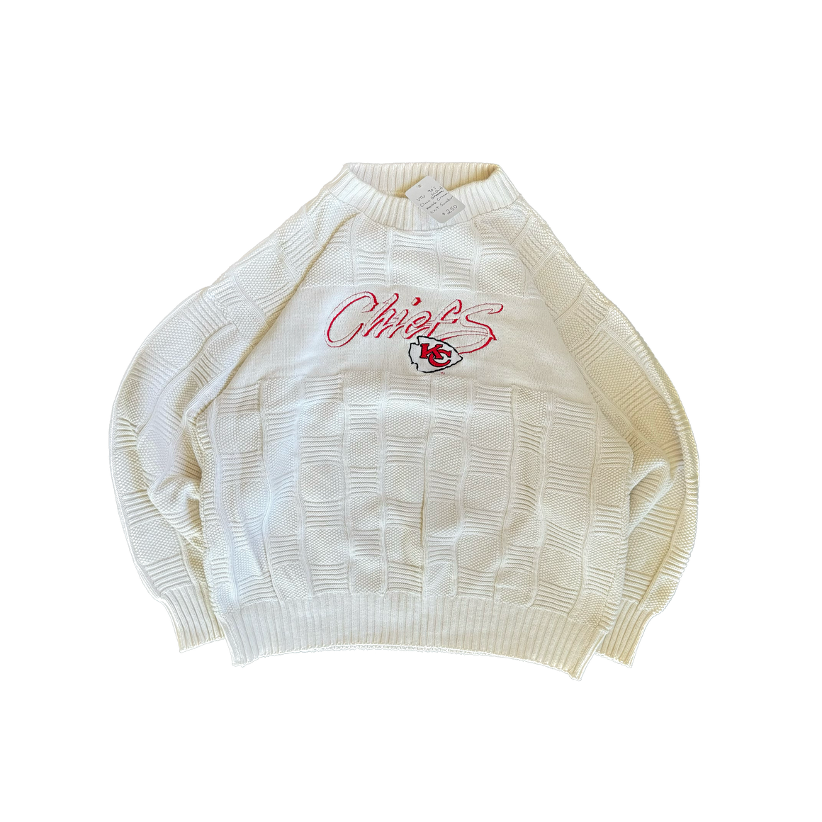 WESTSIDE STOREY VINTAGE | VINTAGE 90'S KC CHIEFS CLEAN CREAM KNIT SWEATER - CREAM