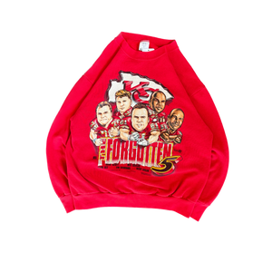 WESTSIDE STOREY VINTAGE | VINTAGE 90'S KC CHIEFS CARACATURE FORGOTTEN 5 SWEATSHIRT - RED - Westside Storey