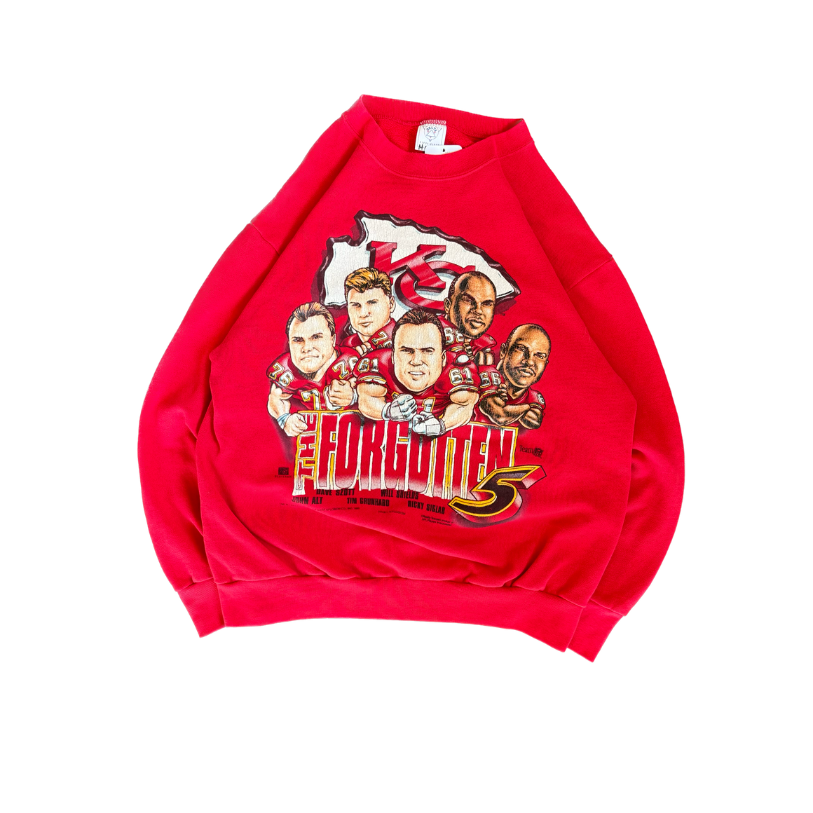 WESTSIDE STOREY VINTAGE | VINTAGE 90'S KC CHIEFS CARACATURE FORGOTTEN 5 SWEATSHIRT - RED