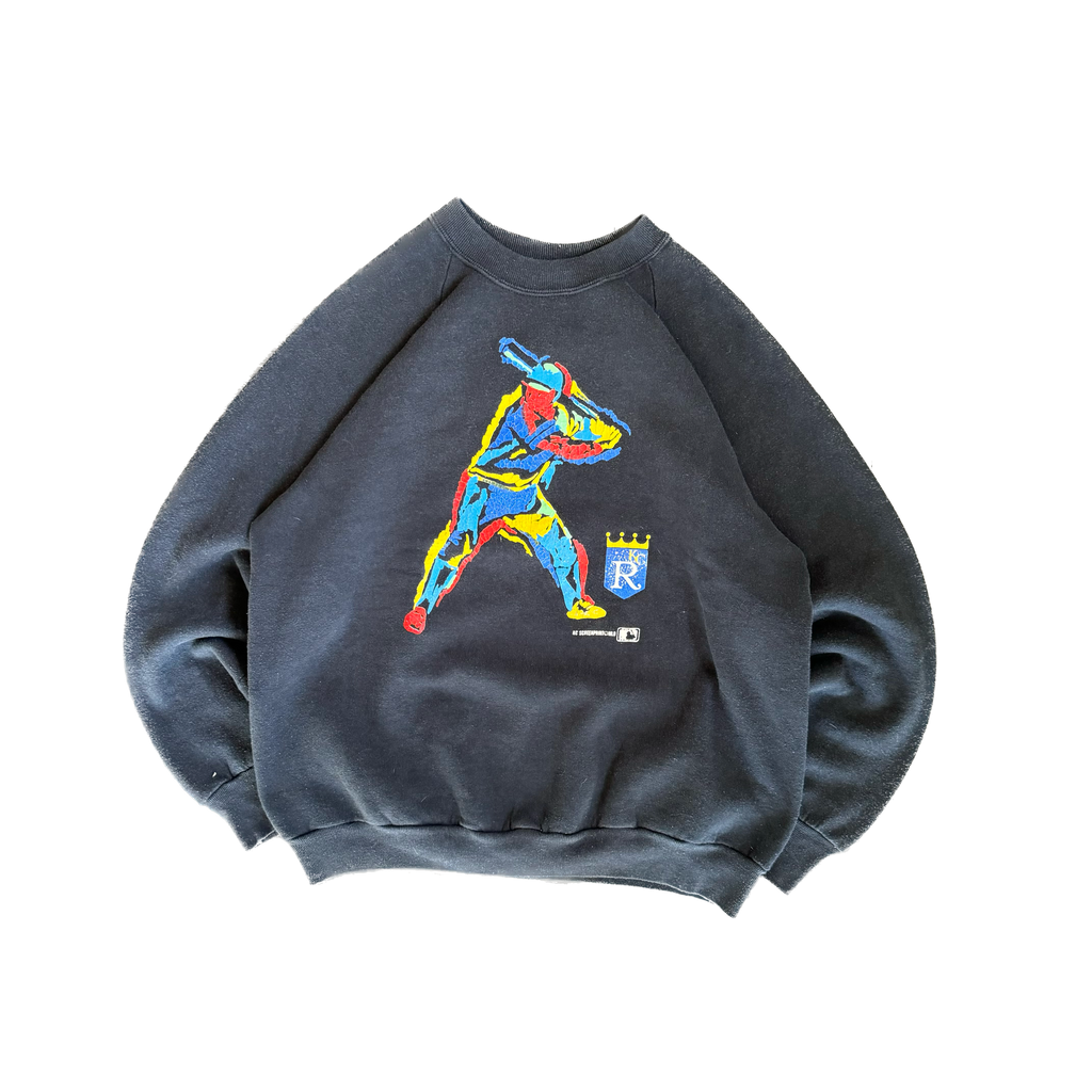 WESTSIDE STOREY VINTAGE | VINTAGE 90'S KC ROYALS BLACK SWEATSHIRT - BLACK - Westside Storey