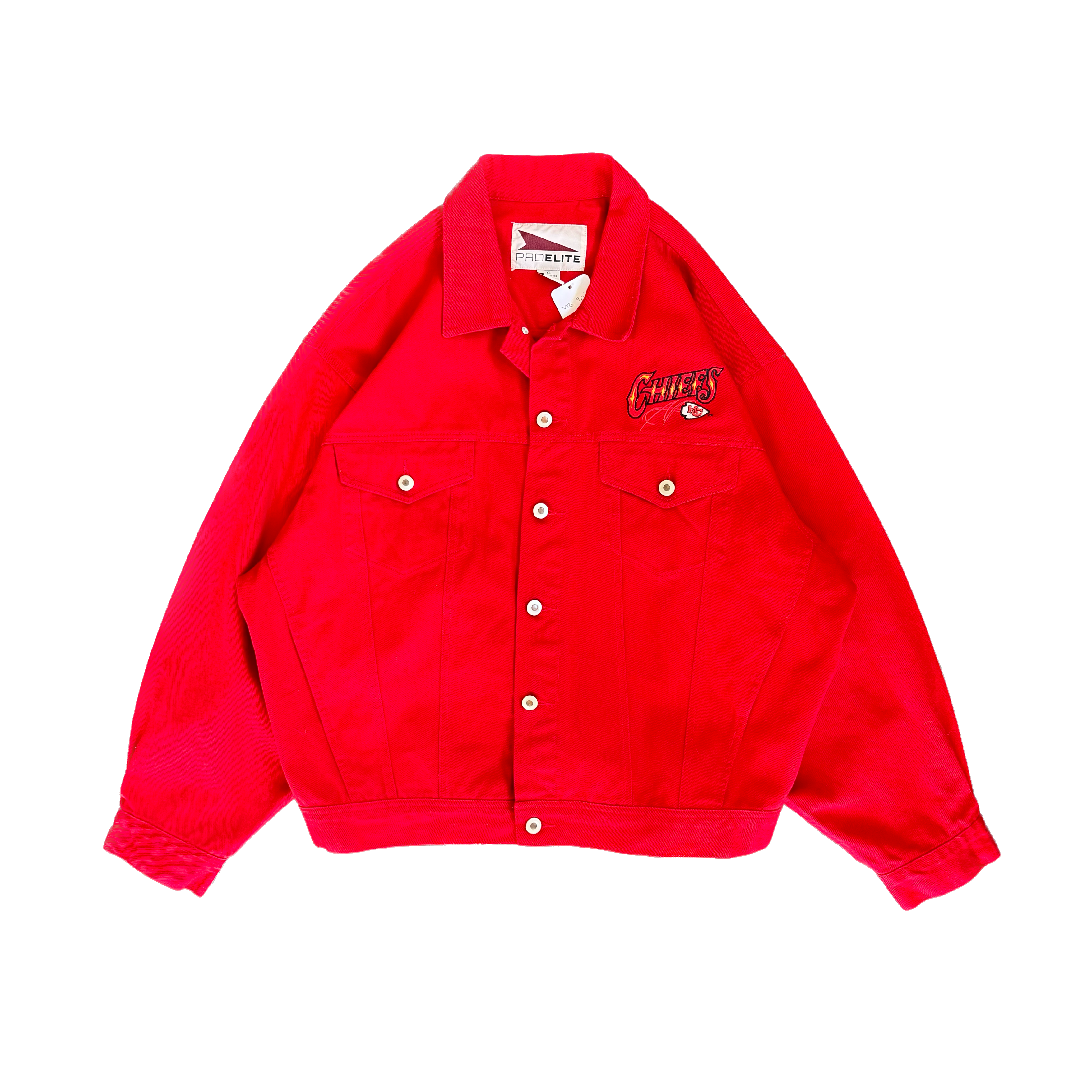 WESTSIDE STOREY VINTAGE | VINTAGE 90'S KC CHIEFS RED DENIM EMBROIDERED JACKET - RED - Westside Storey