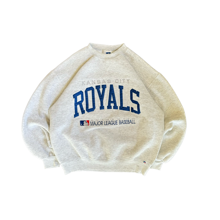 WESTSIDE STOREY VINTAGE | VINTAGE 90'S KC ROYALS RUSSELL STITCHED SWEATSHIRT - GRAY