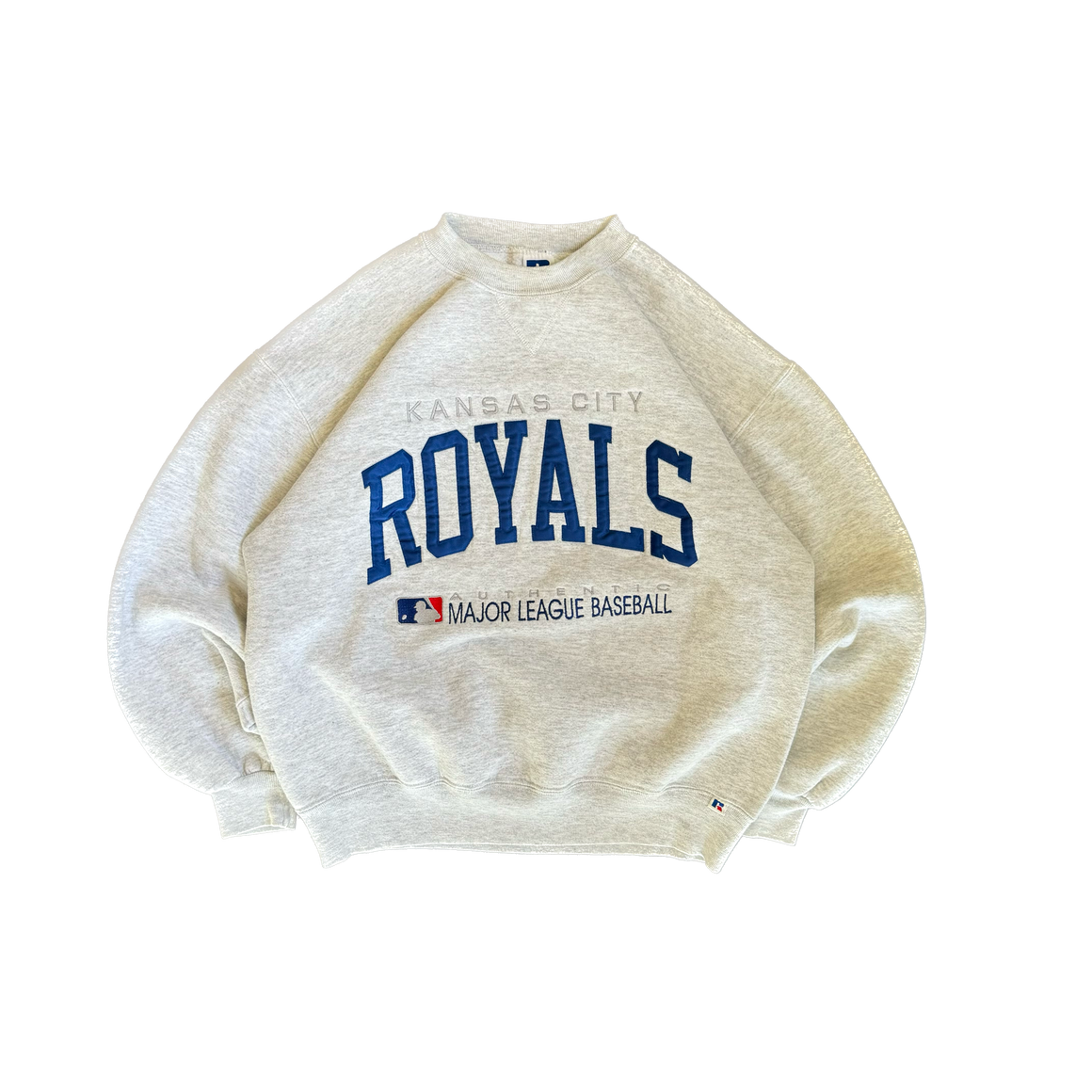 WESTSIDE STOREY VINTAGE | VINTAGE 90'S KC ROYALS RUSSELL STITCHED SWEATSHIRT - GRAY