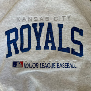 WESTSIDE STOREY VINTAGE | VINTAGE 90'S KC ROYALS RUSSELL STITCHED SWEATSHIRT - GRAY - Westside Storey