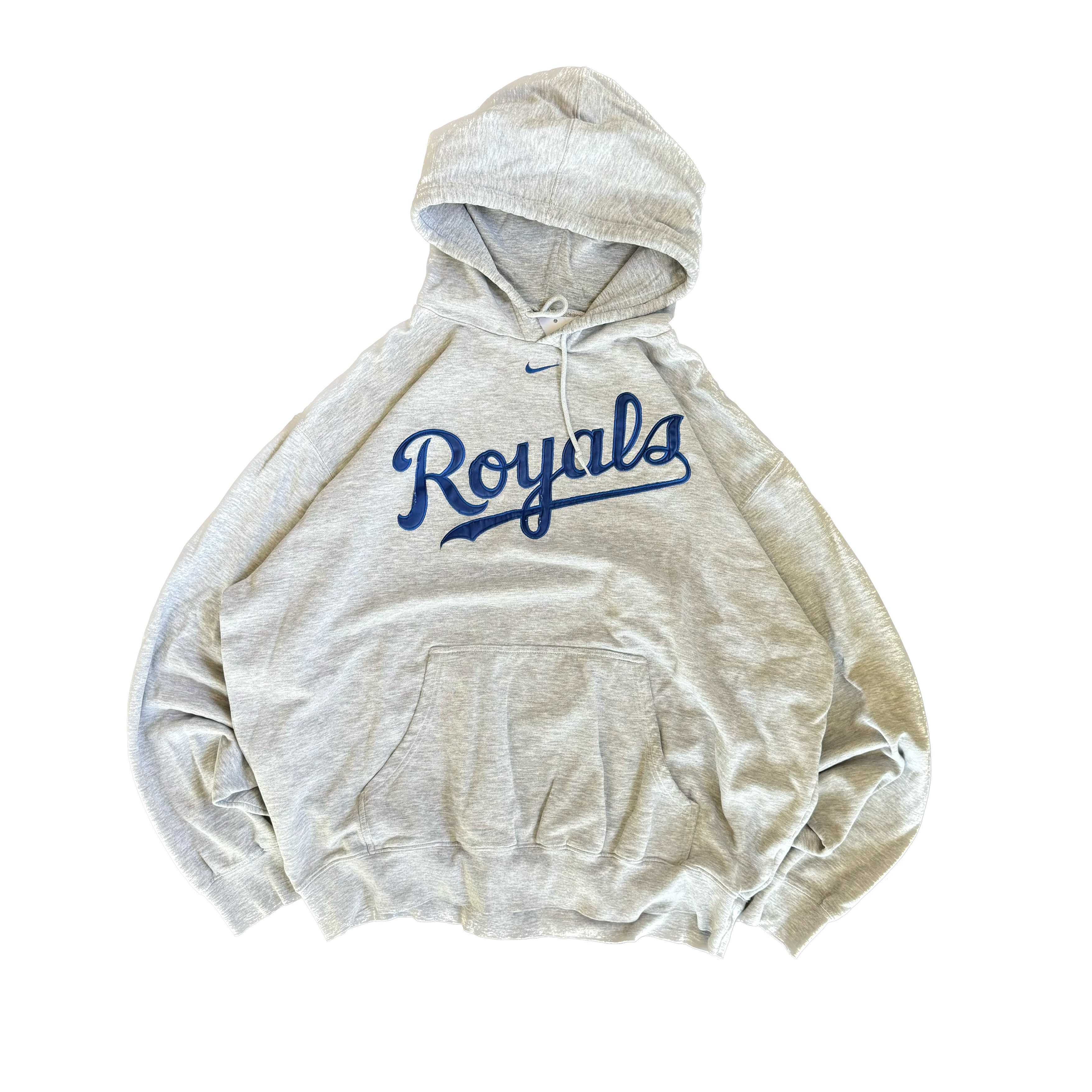 WESTSIDE STOREY VINTAGE | VINTAGE 90'S NIKE KC ROYALS MIDDLE SWOOSH HOODIE - GRAY - Westside Storey