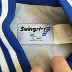 WESTSIDE STOREY VINTAGE | VINTAGE 90'S KC ROYALS SWINGSTER SATIN BOMBER - BLUE - Westside Storey