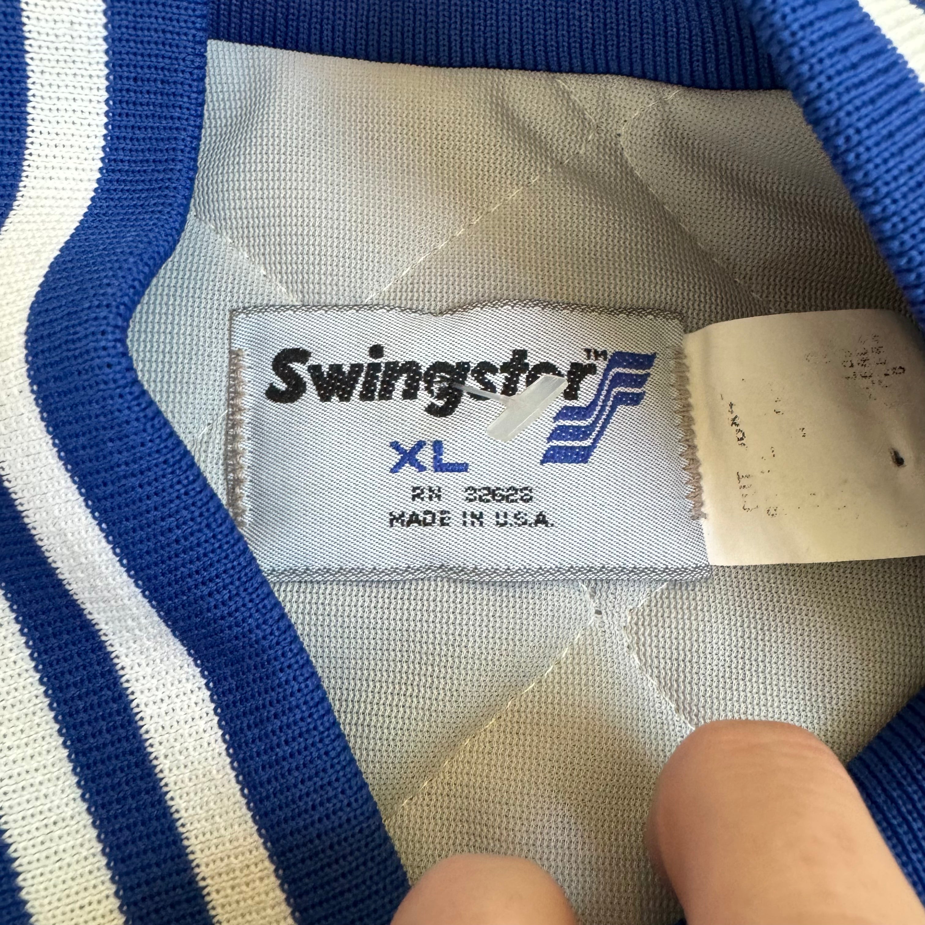 WESTSIDE STOREY VINTAGE | VINTAGE 90'S KC ROYALS SWINGSTER SATIN BOMBER - BLUE - Westside Storey