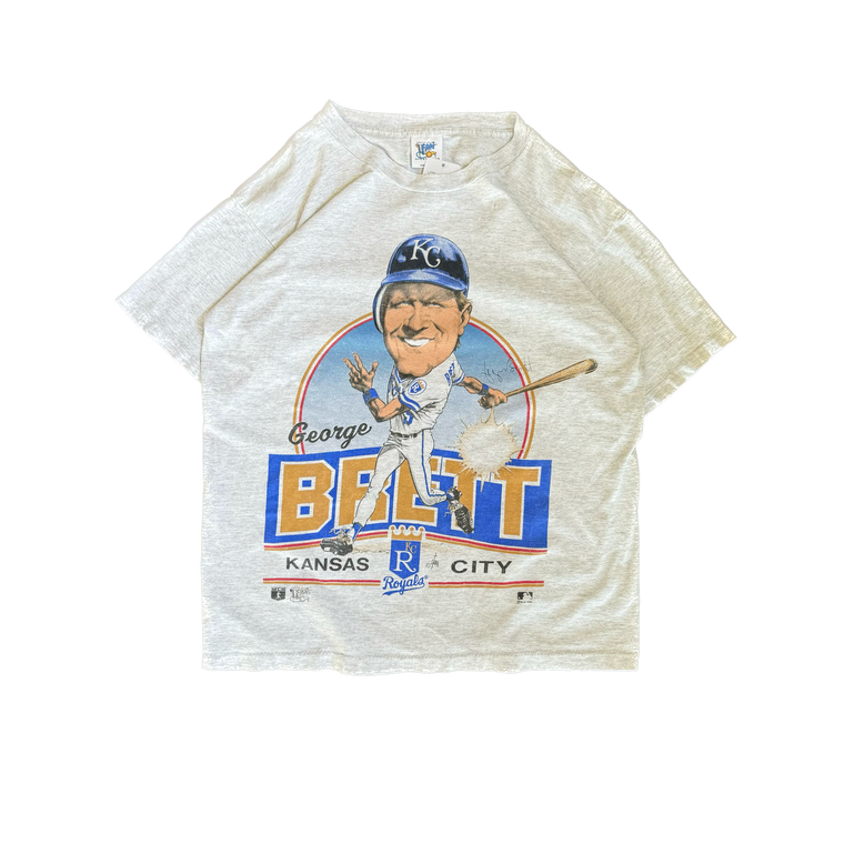 WESTSIDE STOREY VINTAGE | VINTAGE 90'S KC ROYALS GEORGE BRETT CARACATURE T-SHIRT - GRAY